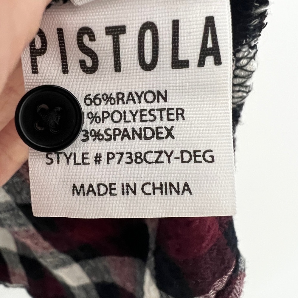 Pistola Red Buffalo Check Popover Roll Tab Sleeve Button Back Flannel Shirt XL - Picture 10 of 11